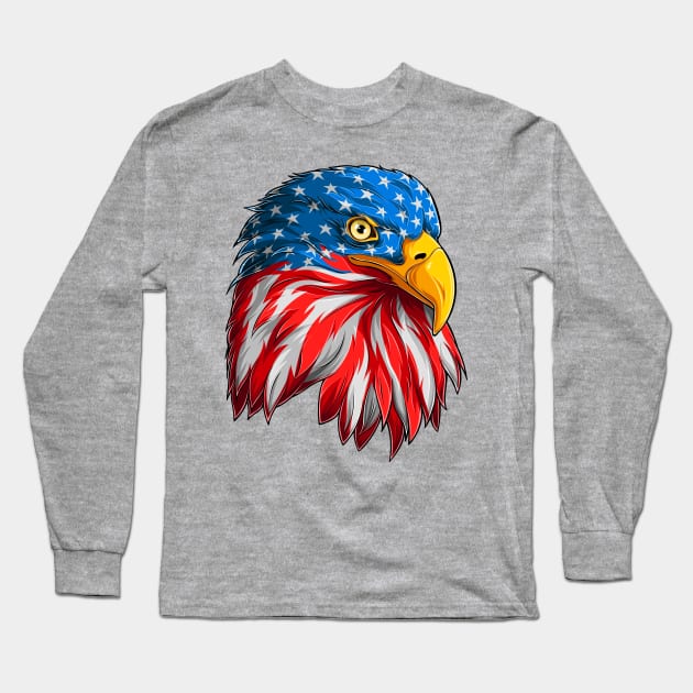 American Pride Bald Eagle Long Sleeve T-Shirt by machmigo